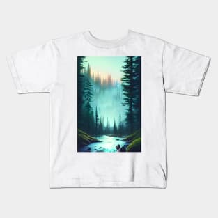 Crystal Clear Water Nature Forest Landscape Kids T-Shirt